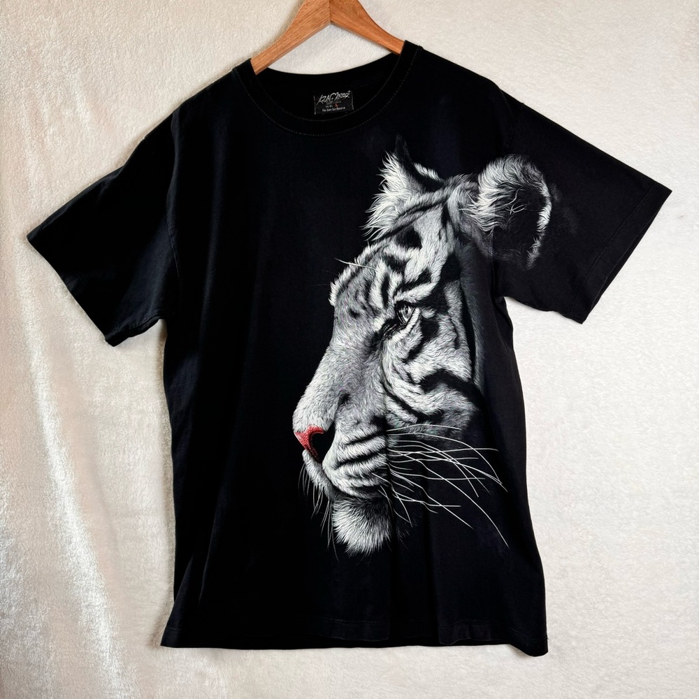 Rock Chang black t shirt double sided tiger print large